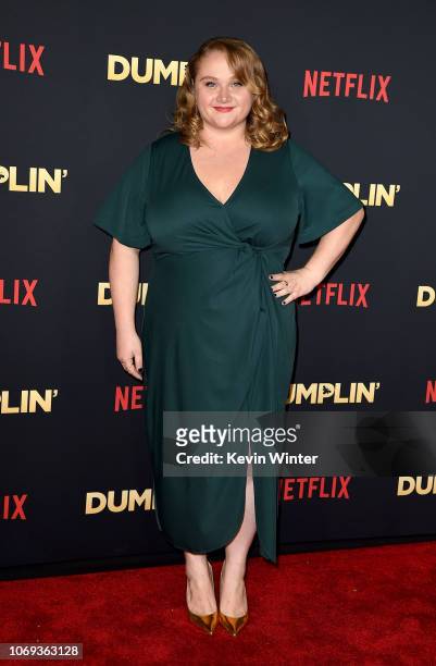 Danielle MacDonald arrives at the premiere of Netflix's "Dumplin'" at the Chinese Theater on December 6, 2018 in Los Angeles, California.