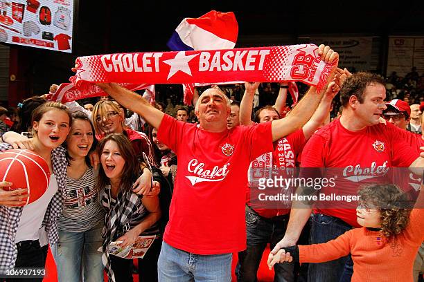 Supporters of Cholet Basket in action during the Turkish Airlines Euroleague Date 5 game between Cholet Basket vs Fenerbache Ulker Istanbul at La...