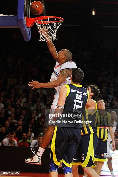 Luc-Arthur Vebobe, #7 of Cholet Basket in action during the Turkish Airlines Euroleague Date 5 game between Cholet Basket and Fenerbache Ulker...