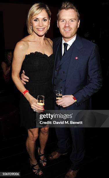 Jenni Falconer adn James Midgley attend the afterparty following The Prince's Trust Rock Gala 2010 supported by Novae at The Baglioni Hotel on...