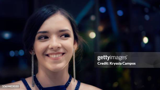 close up portrait of a teenage girl wearing a evening gown - prom dress stock pictures, royalty-free photos & images