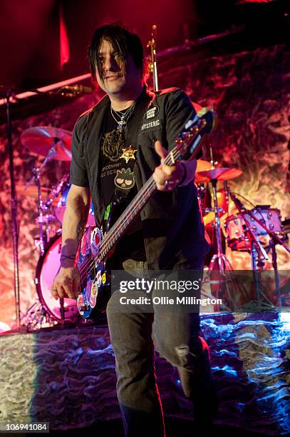 Robby Takac of Goo Goo Dolls performs on stage at O2 Academy on November 17, 2010 in Leicester, England.