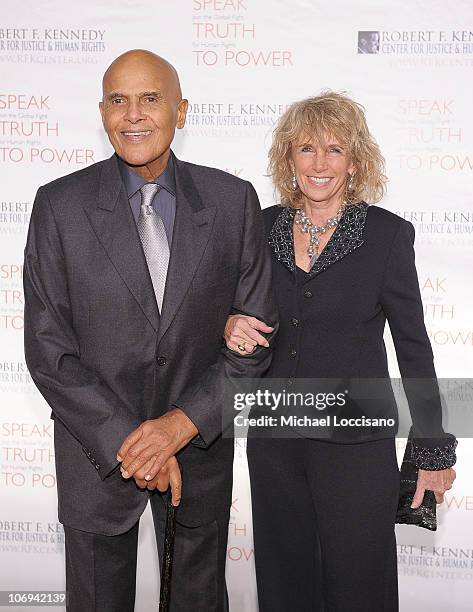 Musician Harry Belafonte and Pamela Belafonte attend the Robert F. Kennedy Center for Justice & Human Rights Ripple of Hope awards dinner at Chelsea...
