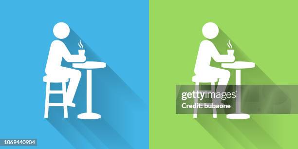 drinking icon with long shadow - drinking tea stock illustrations