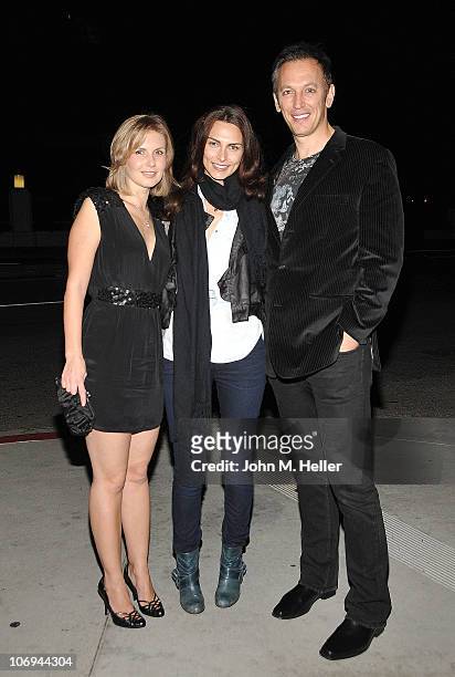 Director/producer Lana Parshina, Inna Valentine and actor Steve Valentine attend the premiere of "360 Around The World" at the Culver Plaza Theaters...
