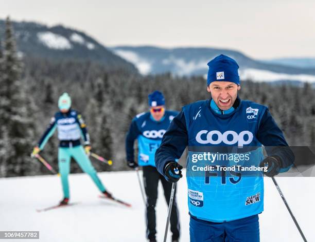 Michael Lamplot of FIS during training at Beitostoelen Ski Stadion on December 7, 2018 in Beitostoelen, Norway.