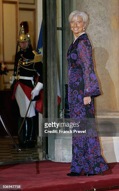 France's Finance Minister Christine Lagarde arrives at a state dinner honouring visiting Chinese President Hu Jintao at Elysee Palace on November 4,...