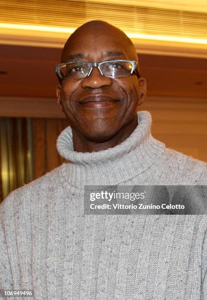 Edwin Moses attends the Laureus Academy Forum Session 3 held at Hotel Principe Di Savoia on November 18, 2010 in Milan, Italy.