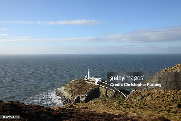The South Stack Lighthouse stands on the Isle of Anglesey, North Wales, on November 18, 2010 in Valley, United Kingdom. Prince William and Kate...