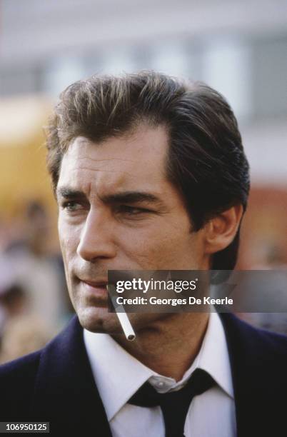 Welsh actor Timothy Dalton on the set of the James Bond film 'The Living Daylights', Great Britain, 6th October 1986.