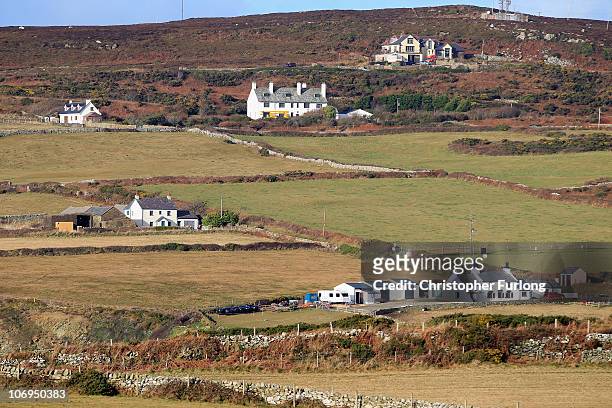 Farms and cottages adorn the hillsides on the Isle of Anglesey, North Wales, on November 18, 2010 in Valley, United Kingdom. Prince William and Kate...