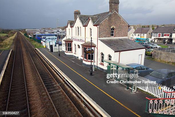 The railway station of Llanfairpwllgwyngllgogerychwyrndrobwllllantysiliogogogoch on the Isle of Anglesey, North Wales, on November 18, 2010 in...