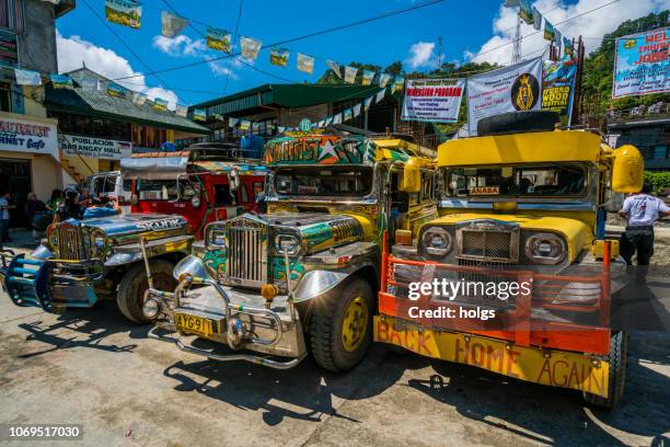banaue jeepneys station, philippines - filipino tricycle stock pictures, royalty-free photos & images