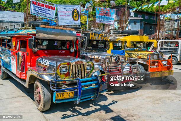 banaue jeepneys station, philippines - filipino jeepney stock pictures, royalty-free photos & images