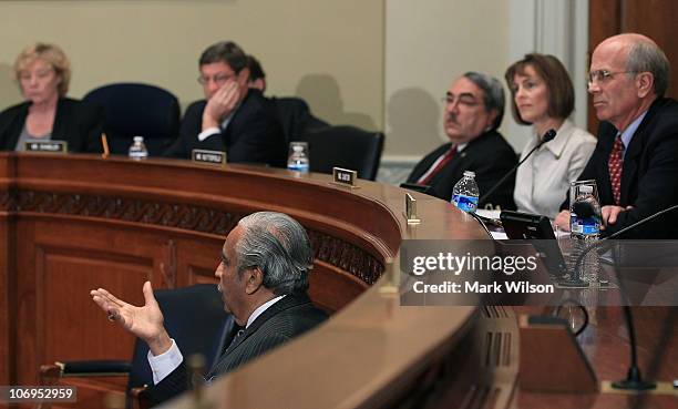 Rep. Charlie Rangel speaks during a House Committee on Standards of Official Conduct hearing November 18, 2010 in Washington, DC. During the hearing...
