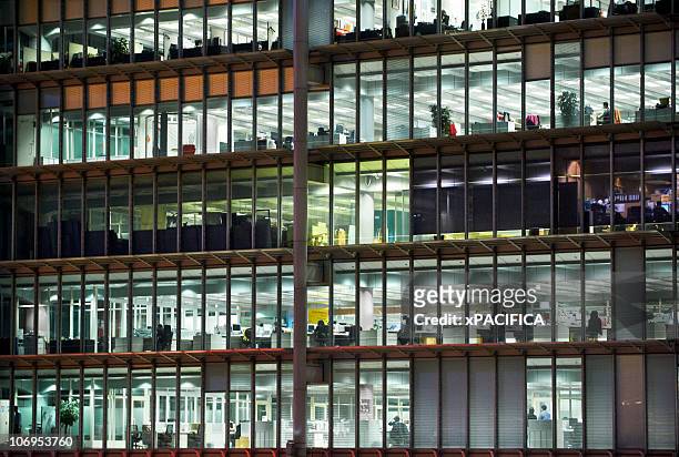view into office building - china window stockfoto's en -beelden