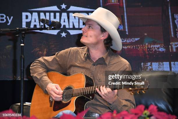 Ned LeDoux performs onstage during the "Outside the Barrel" with Flint Rasmussen show during the National Finals Rodeo's Cowboy Christmas at the Las...