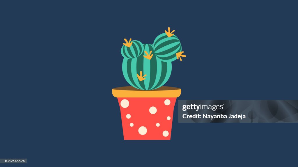 Aloevera, thorn baby plant cartoon vector