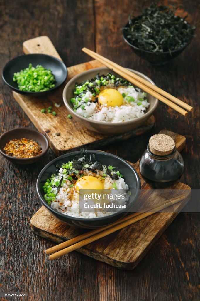 Japanese breakfast Tamago kake gohan