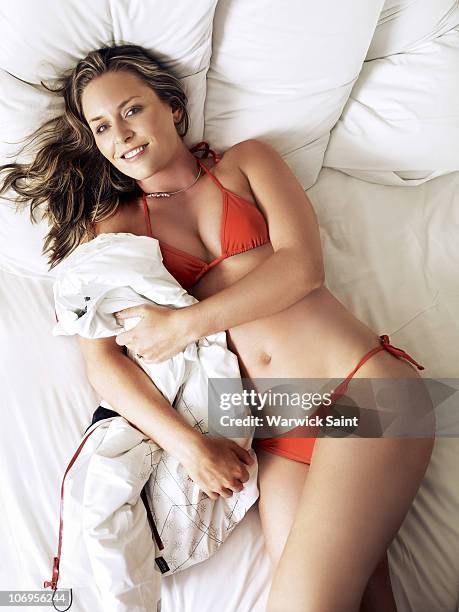 Winter Olympics Team USA alpine skier Lindsey Vonn poses for the 2010 Sports Illustrated swimsuit issue on July 9, 2009 at Whistler Blackcomb in...