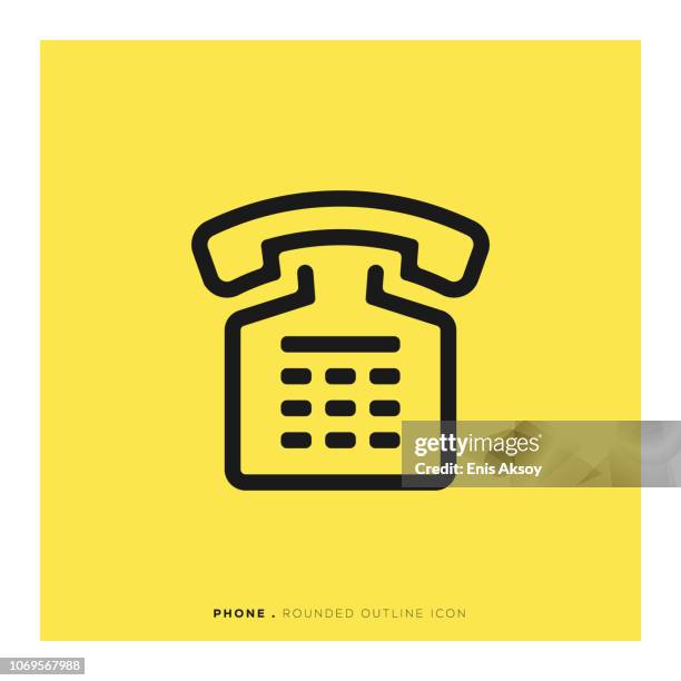 phone rounded line icon - answering machine stock illustrations