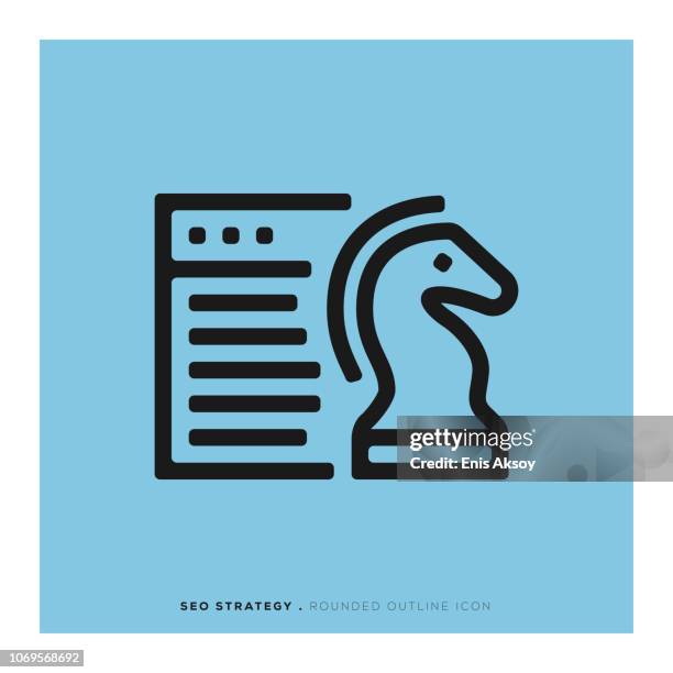 seo strategy rounded line icon - customized approach stock illustrations