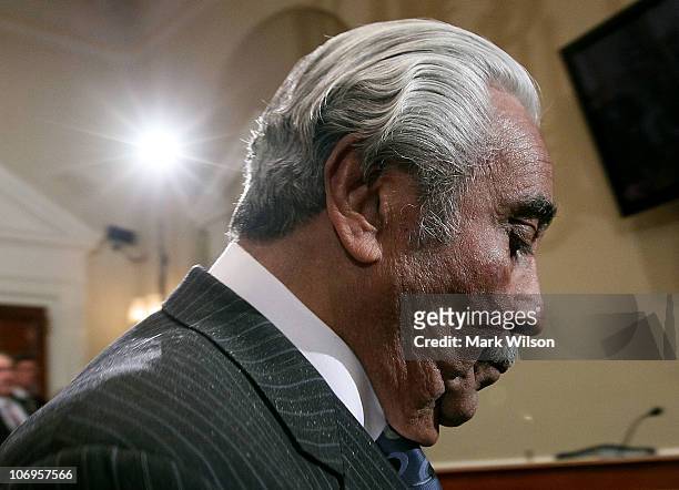 Rep. Charlie Rangel walks away after being told that the House Committee on Standards of Official Conduct, voted to censure him on November 18, 2010...
