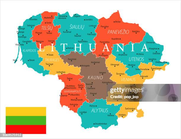 map of lithuania - vector - lithuania stock illustrations