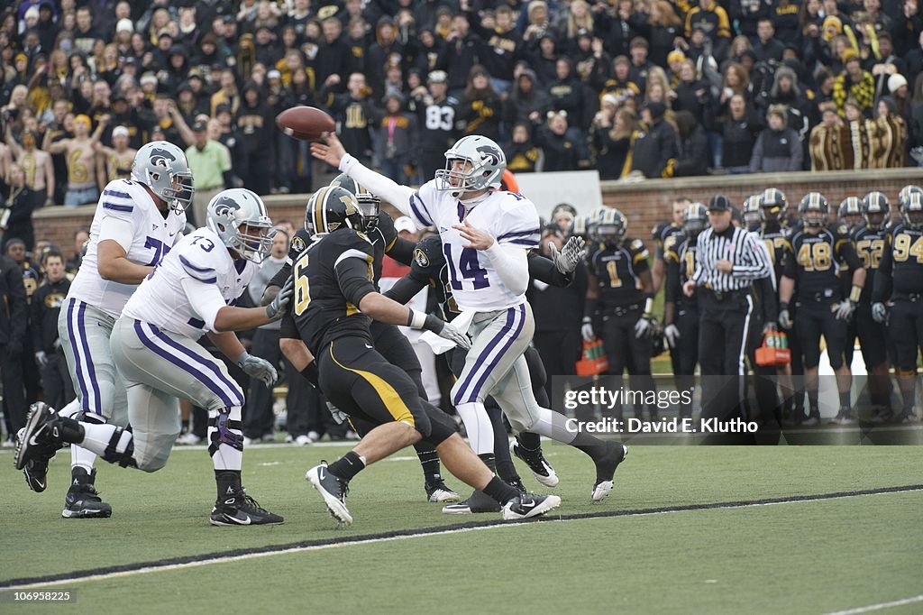 Kansas State QB Carson Coffman in action, pass vs Missouri at... News