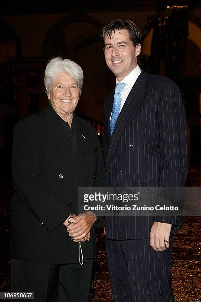 Dawn Fraser and a guest arrive at the Laureus Sport For Good Foundation Banquet held at Pinacoteca di Brera on November 18, 2010 in Milan, Italy.