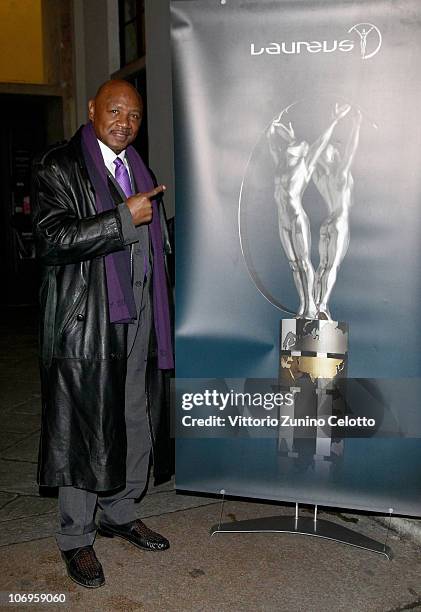 Marvin Hagler arrives at the Laureus Sport For Good Foundation Banquet held at Pinacoteca di Brera on November 18, 2010 in Milan, Italy.