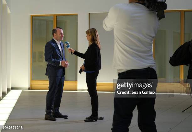 Manfred Weber, a member of the Bavarian Christian Democrats and head of the European People's Party in the European Parliament, gives an interview...