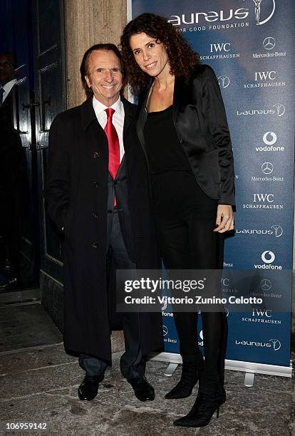 Emerson Fittipaldi and Silvana De Giovanni arrive at the Laureus Sport For Good Foundation Banquet held at Pinacoteca di Brera on November 18, 2010...