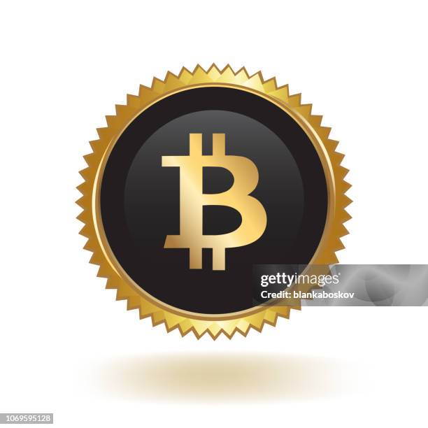 bitcoin cryptocurrency gold badge - virtual awards stock illustrations