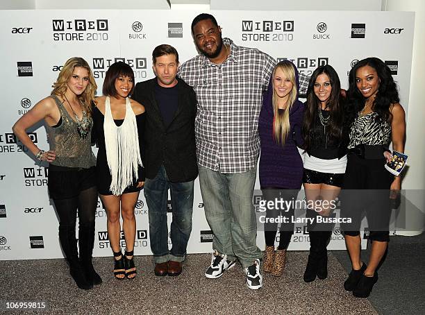 Actors Stephen Baldwin and Grizz Chapman pose with members of BG5 at the 2010 WIRED Store Experiential Gallery Opening in NOHO on November 18, 2010...