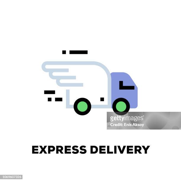 express delivery line icon - speed logo stock illustrations