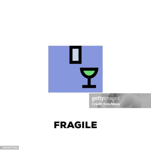 fragile line icon - product warning label stock illustrations