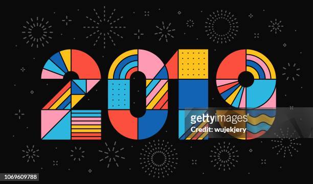 happy new year 2019. - 2019 happy new year stock illustrations