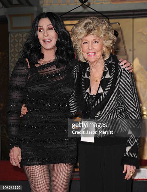 Singer/actress Cher and mom Georgia Holt pose as Cher is immortalized with hand and footprint ceremony at Grauman's Chinese Theatre on November 18,...