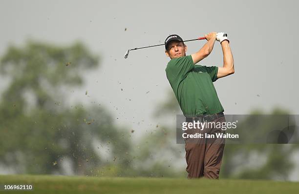 Anders Hansen of Denmark in action during day two of the UBS Hong Kong Open at The Hong Kong Golf Club on November 19, 2010 in Hong Kong, Hong Kong.