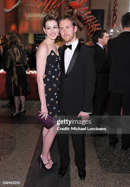 Actress Anne Hathaway and Adam Shulman attend the American Museum of Natural History's 2010 Museum Gala at the American Museum of Natural History on...
