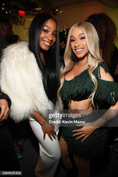 Normani and Cardi B attend Z100's Jingle Ball 2018 - Backstage at Madison Square Garden on December 7, 2018 in New York City.