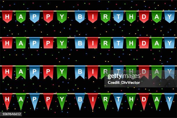 happy birthday banner - birthday flag stock illustrations