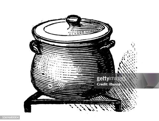 antiken gravur abbildung: topf - cauldron stock-grafiken, -clipart, -cartoons und -symbole