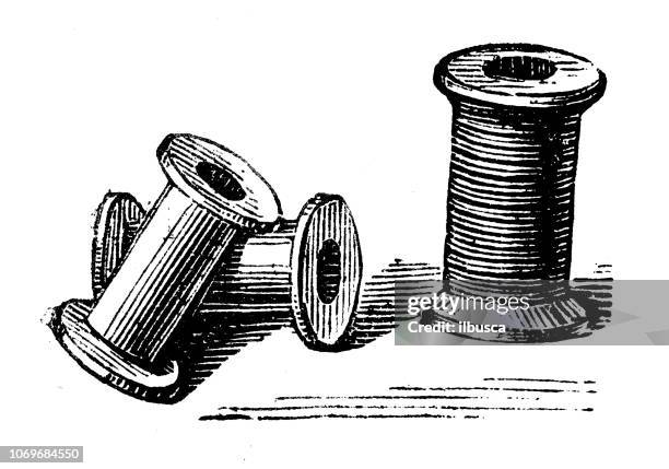 antique engraving illustration: spool - spool stock illustrations