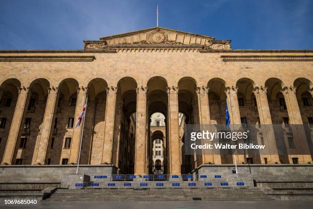 georgia, tbilisi, rustaveli avenue, parliament building - tiflis stock pictures, royalty-free photos & images