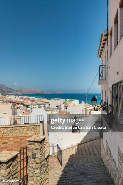 altea village and mediterranean sea, spain - altea spain stock pictures, royalty-free photos & images