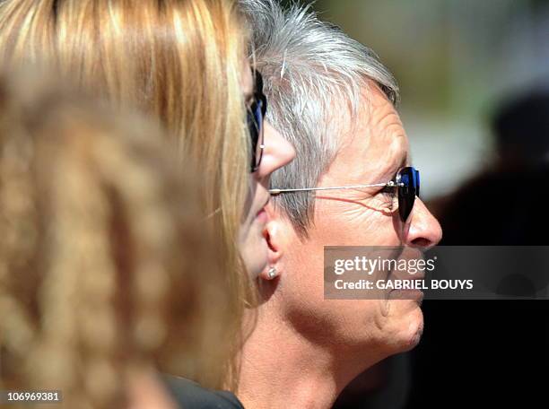 Actress Jamie Lee Curtis attends the funeral of her father Hollywood legend Tony Curtis at the Palm Mortuary and Cemetery, Green Valley in Las Vegas...