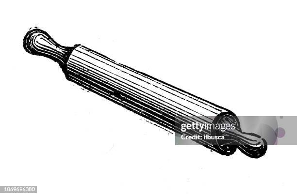 stockillustraties, clipart, cartoons en iconen met antieke gravure illustratie: deegroller - deegrol