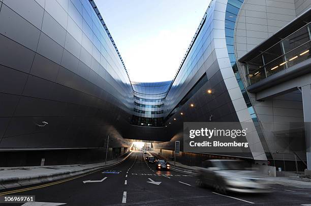 Traffic passes Dublin airport's Terminal 2 building, in Dublin, Ireland, on Friday, Nov. 19, 2010. The Dublin Airport Authority said two days ago...